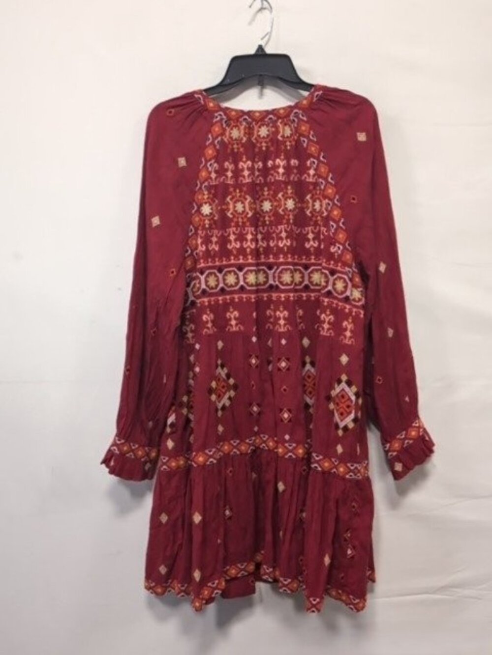 Free People by Anthropologie Red boho midi Dress long sleeve Red size 1x - Picture 2 of 5